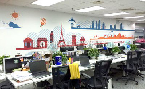 竹山教你设计办公室墙绘的方法。