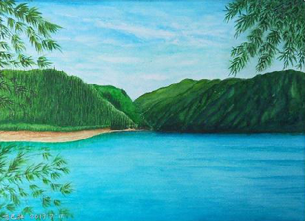 竹山在墙绘中，如何绘画绿水青山？