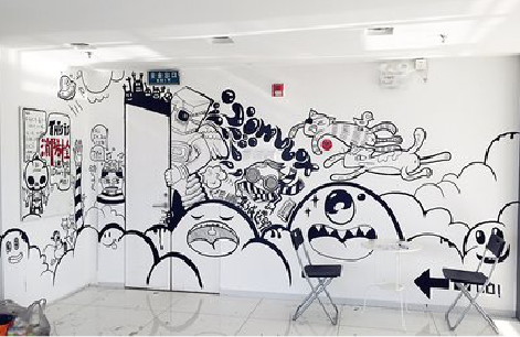 竹山手绘墙并非传统涂鸦。